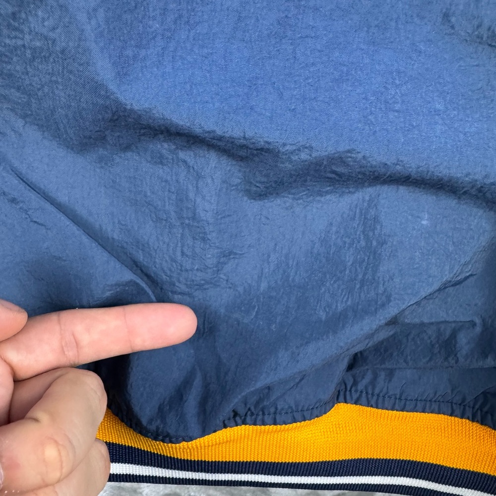 Vintage Nike Big Swoosh Windbreaker Pullover Pockets Navy Mens Large 90s Ribbed - Picture 6 of 16